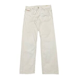 Diesel Braddom Button Fly Jeans Mens 36x32 White Regular Slim Carrot Wash 008QU